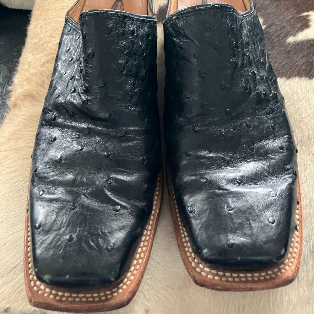 Lucchese 2000 Square Toe Full Quill Ostrich Mules 9 B